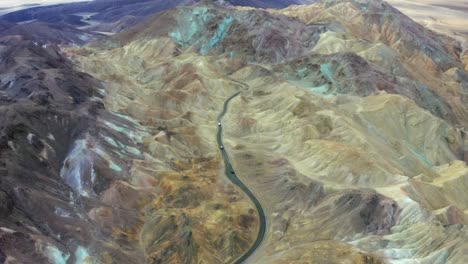 aerial drone shot of rainbow canyon in death valley, california, usa