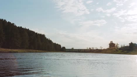 river, forest and church landscape in countryside