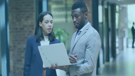 animación de escaneo de alcance sobre diversas personas de negocios en la oficina
