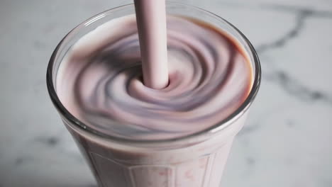 pouring a delicious milkshake into a glass