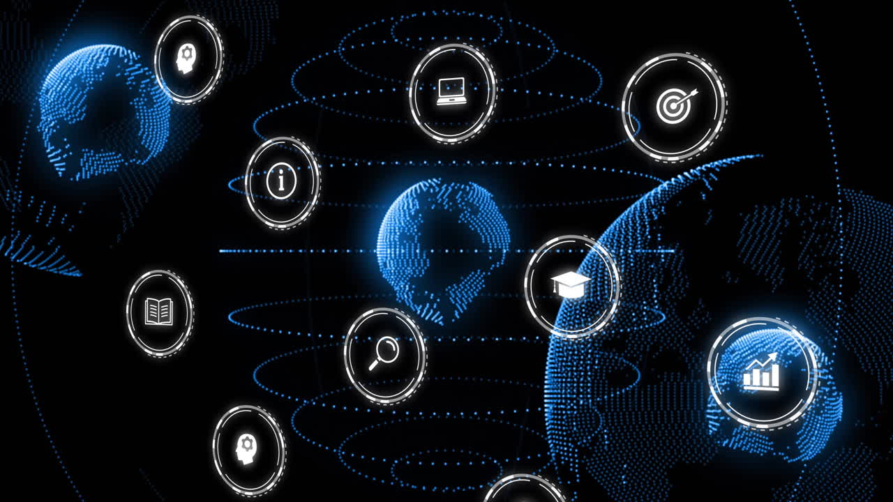 Animation of icons and data processing over globes