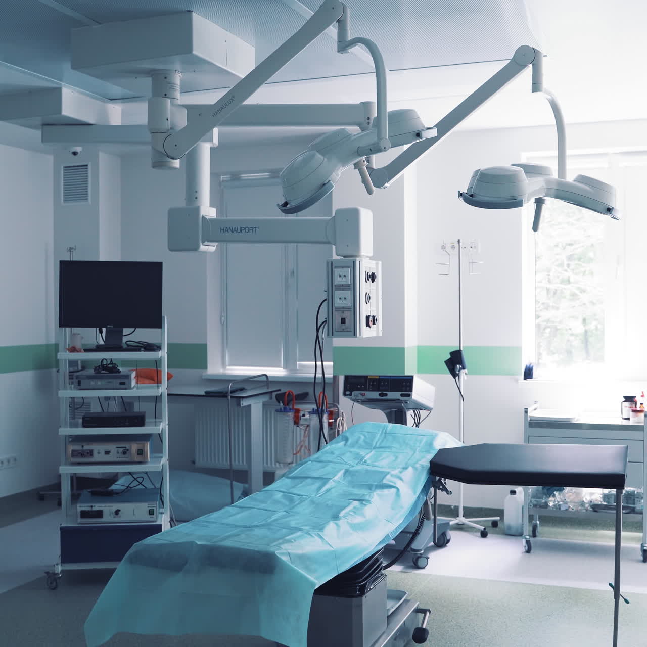 Medical equipment in an empty surgical room