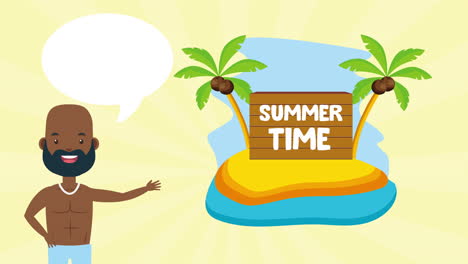 hombre afro en el tiempo de verano personaje