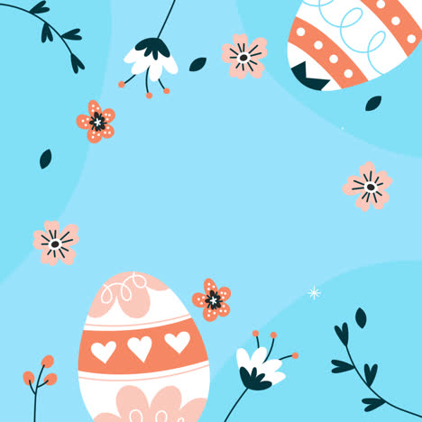 huevos de pascua y flores de fondo