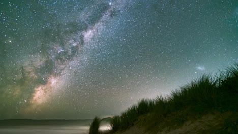 time-lapse of stars and the milky way over pambula beach, nsw, australia