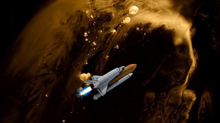 Sepia Nebula and spacecraft