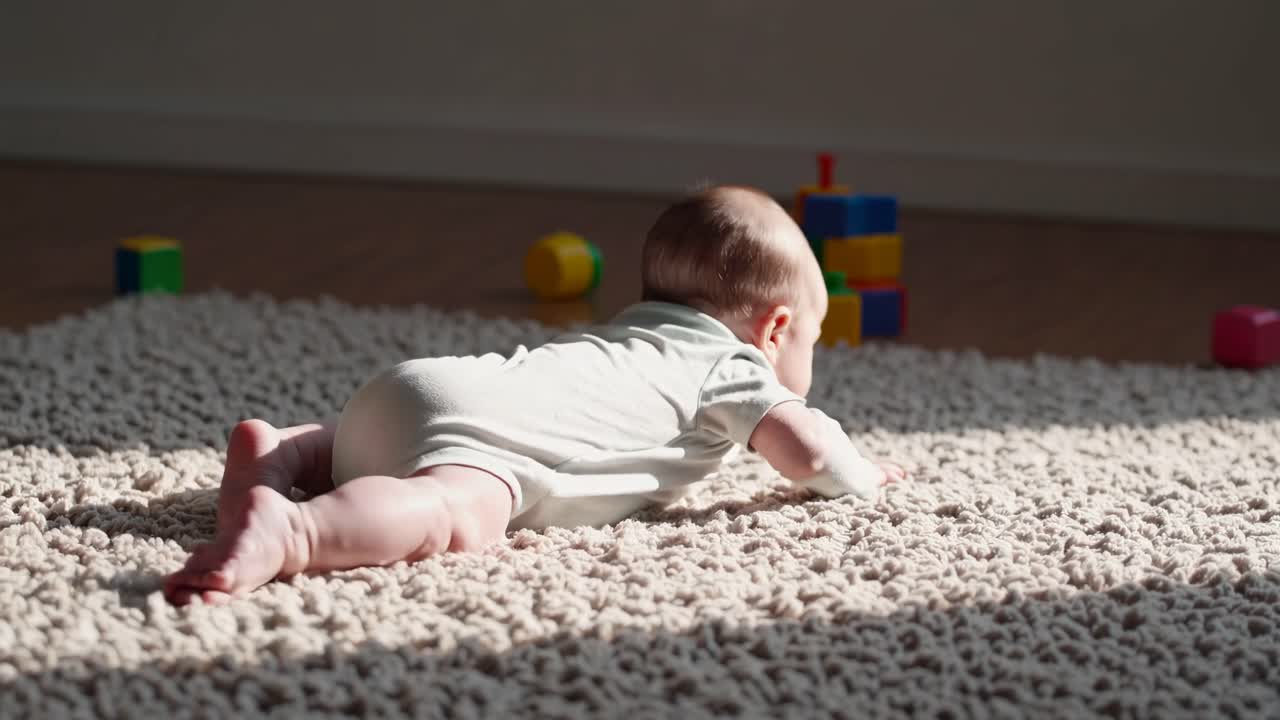 bebé arrastrándose y jugando