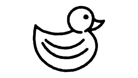 rubber duck toy doodle line icon animation