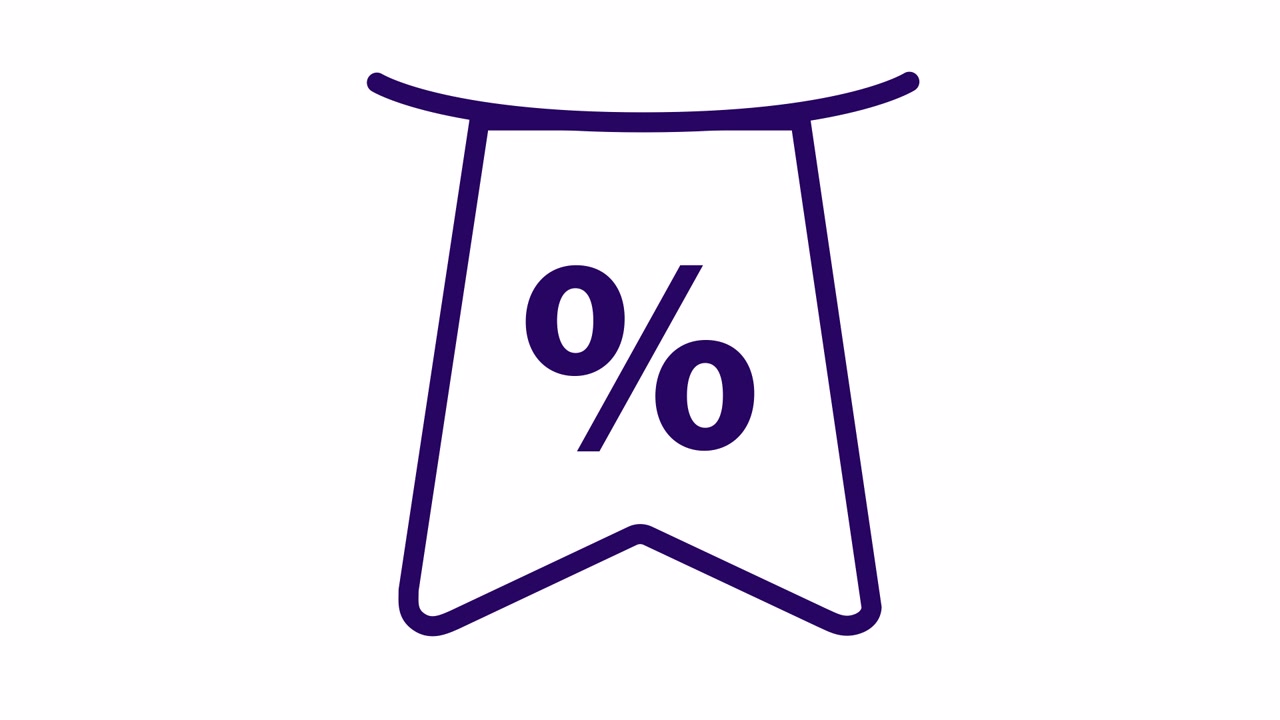Icona animata di etichetta di sconto percentuale