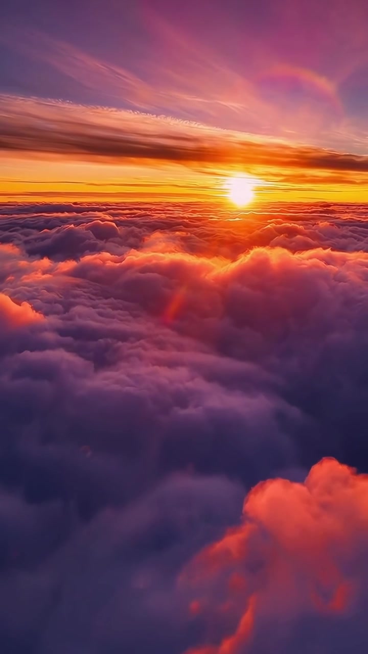 Aerial View of Colorful Clouds During Golden Hour Sunset