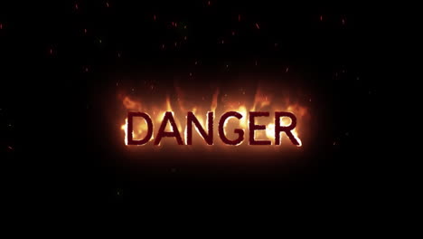 animation of danger text over black background