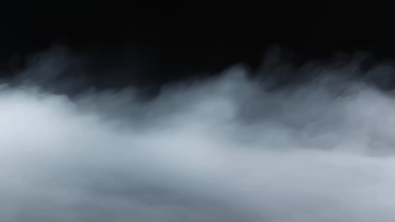 Dense Low Fog Rolling Across Black. Stage Smoke Forms Slow Moving Waves Hugging Floor, Soft Blue Highlights,