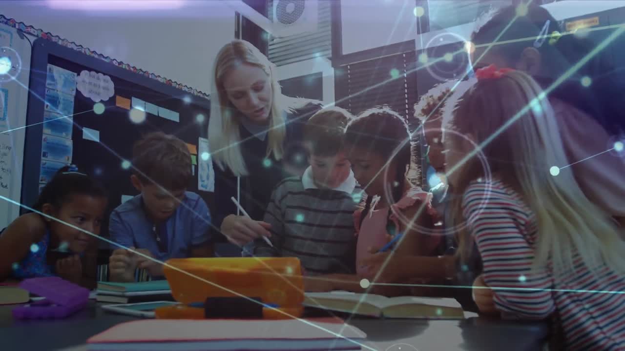 animación de la red de conexiones entre maestros y escolares