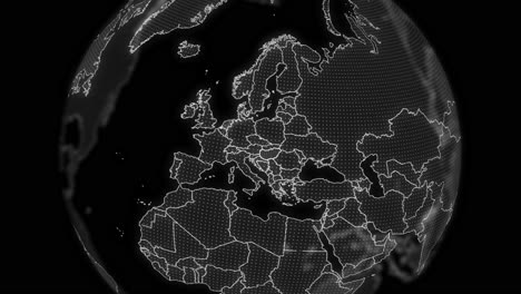 país húngaro alfa para la edición de datos tecnología de análisis de globo giratorio, video cinematográfico muestra un globo digital giratorio, haciendo zoom en el país húngaro alfa para la edición de plantilla