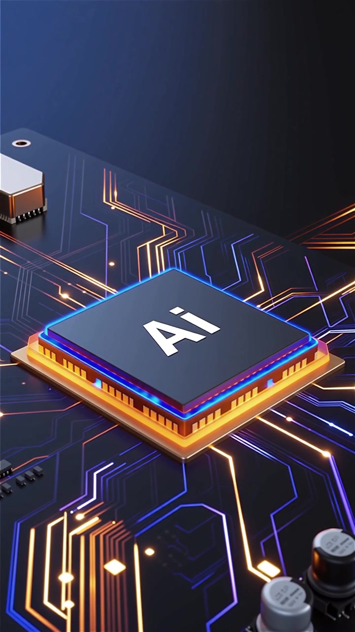 Futuristic AI Chip Motherboard Technology Background