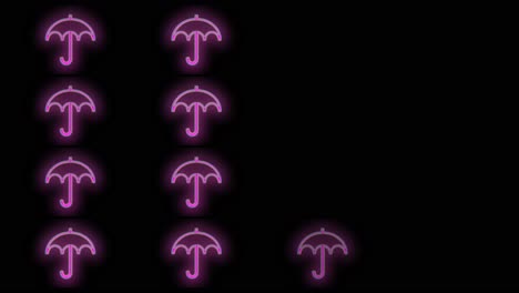 Pulsing-neon-pink-umbrella-pattern-in-rows-1