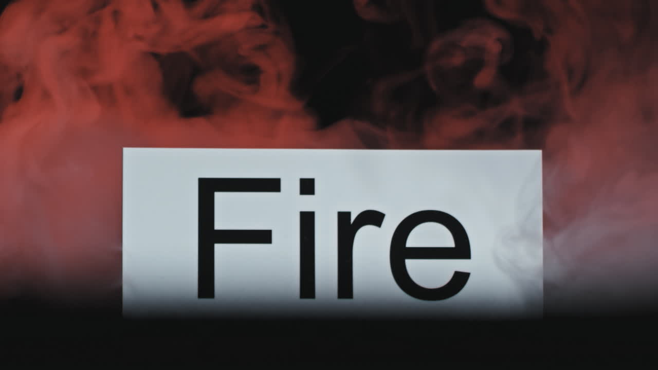 Fire warning sign with smoke