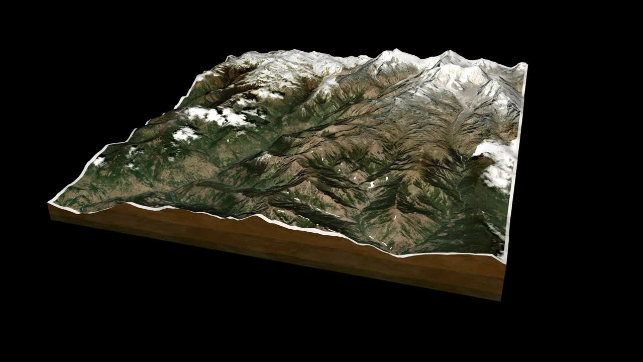 히말라야 지도 3d 렌더링 360도 루프 애니메이션