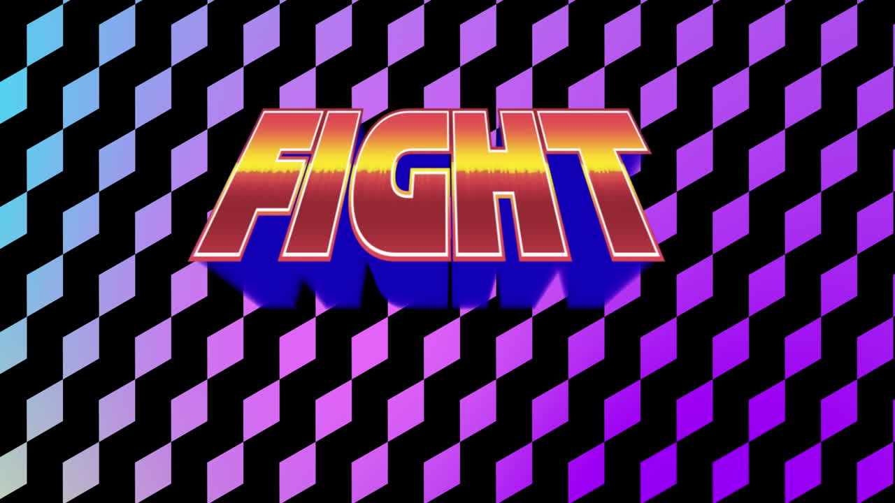 검은색 배경에 있는 다채로운 다이아몬드에 대한 싸움의 애니메이션