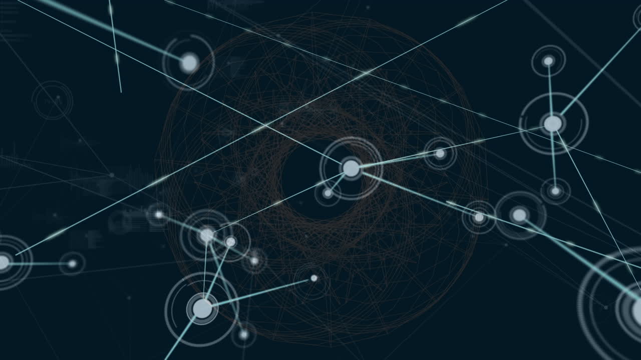 어두운 배경 위의 연결 네트워크의 애니메이션