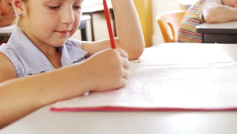 girl studying in classroom