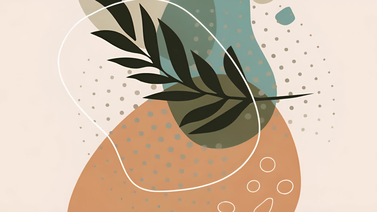 Abstract Organic Illustration with Botanical Elements