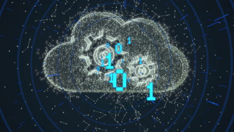 animación de codificación binaria procesamiento de datos digitales en la nube