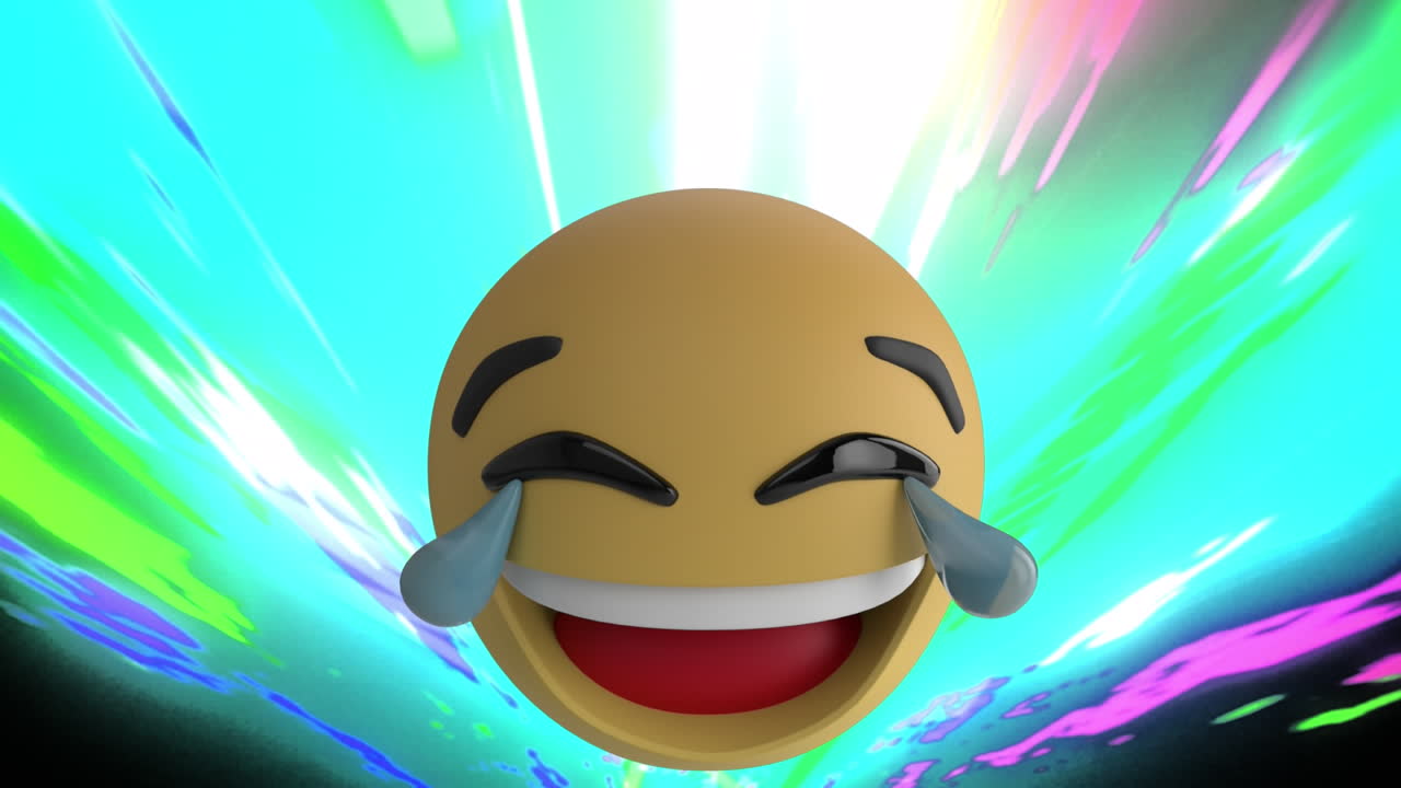 animación de iconos emoji de las redes sociales en un fondo multicolor.