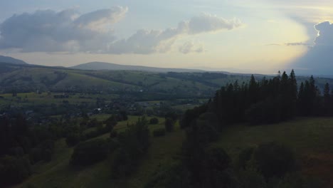 Villages-Down-The-Mountains-In-Dzianisz,-Podhale-Region,-Tatra-County,-Lesser-Poland-Voivodeship,-Southern-Poland