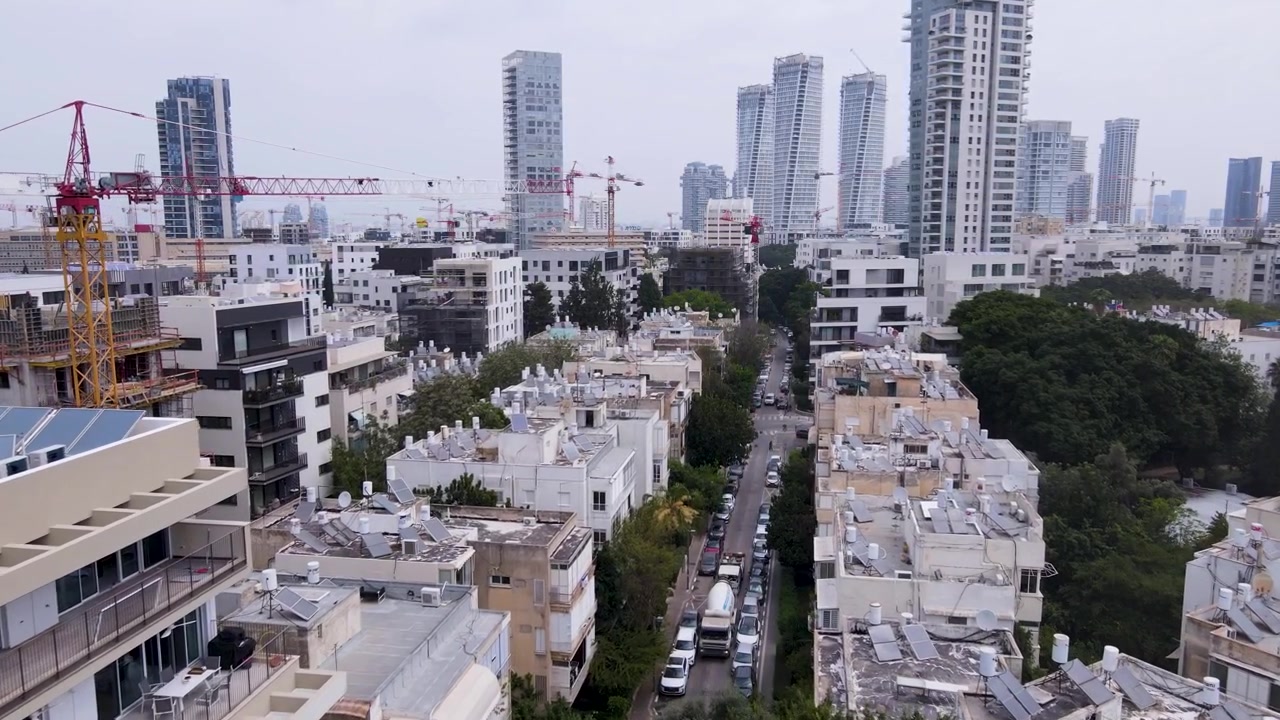David gadebyggeri med bybilleder af Tel Aviv, Israel