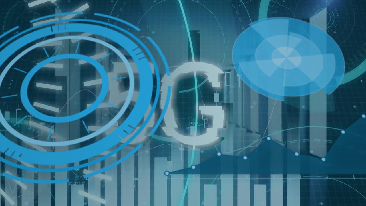 animación de texto 5g y procesamiento de datos sobre la sala del servidor