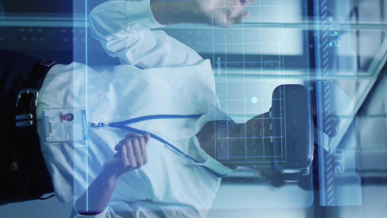 Business Woman using VR in a Data Center