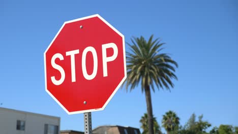 stop sign on the street in 4k slow motion 60fps