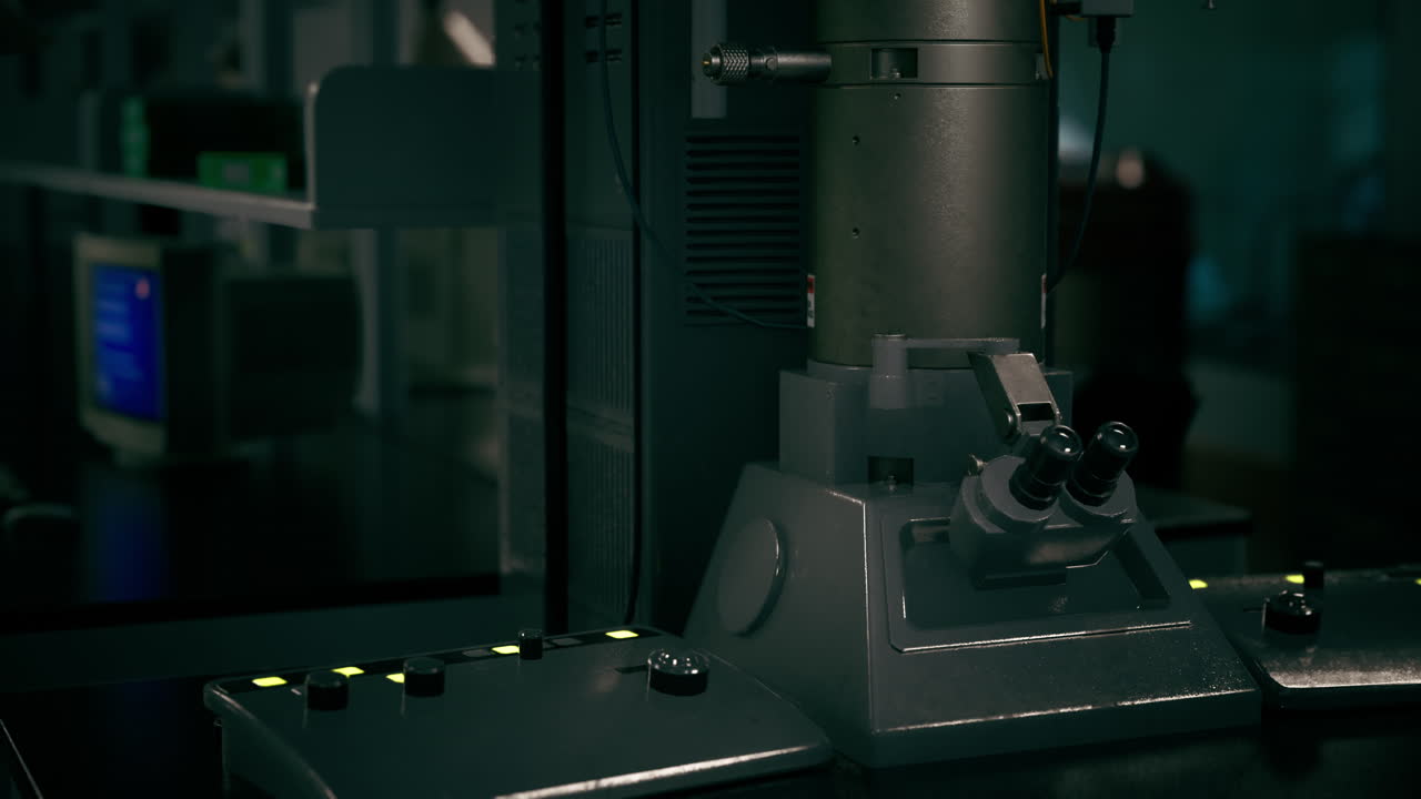 vista de cerca de un microscopio electrónico en un laboratorio