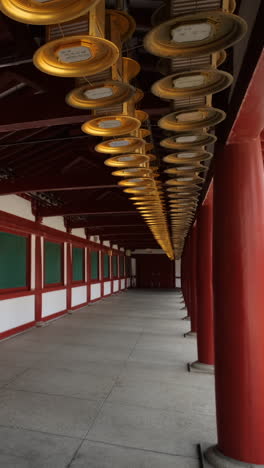 the corridor in a buddhist temple in osaka japan.