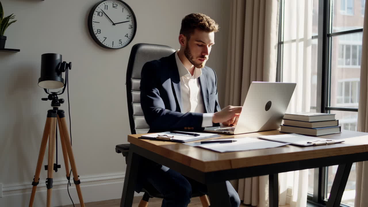 Uomo d'affari che lavora al computer portatile in ufficio