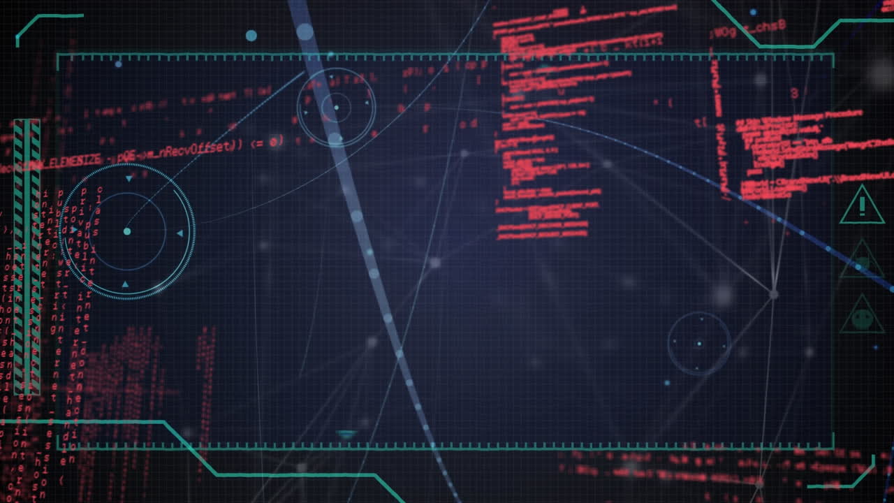 animación del procesamiento de datos a través de una red de conexiones con puntos brillantes