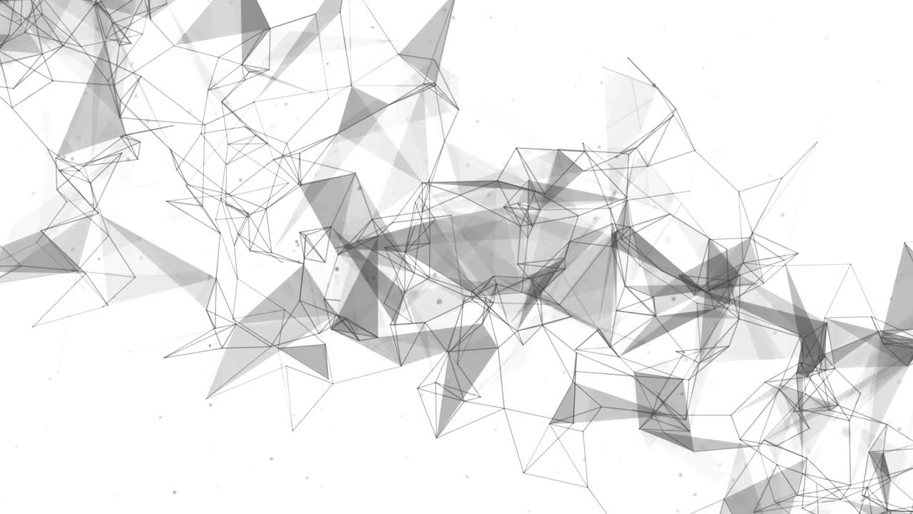 Abstract Digital Concept of Geometrical Figures: Polygon Plexus Fractals Moving, Connecting Between Particles. Triangular Technological Concept Seamless Loop Background Animation