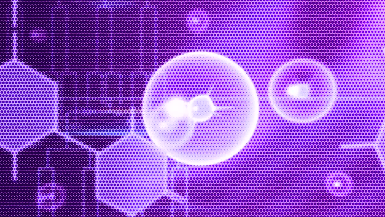 Computer generated animated moving motion background showing scientific ...