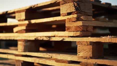 an engaging overview of wooden pallets: exploring their intricate designs and textures in natural light, capturing the beauty of these essential storage solutions