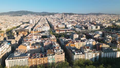 fixed aerial view above ciutadella park, barcelona, spain