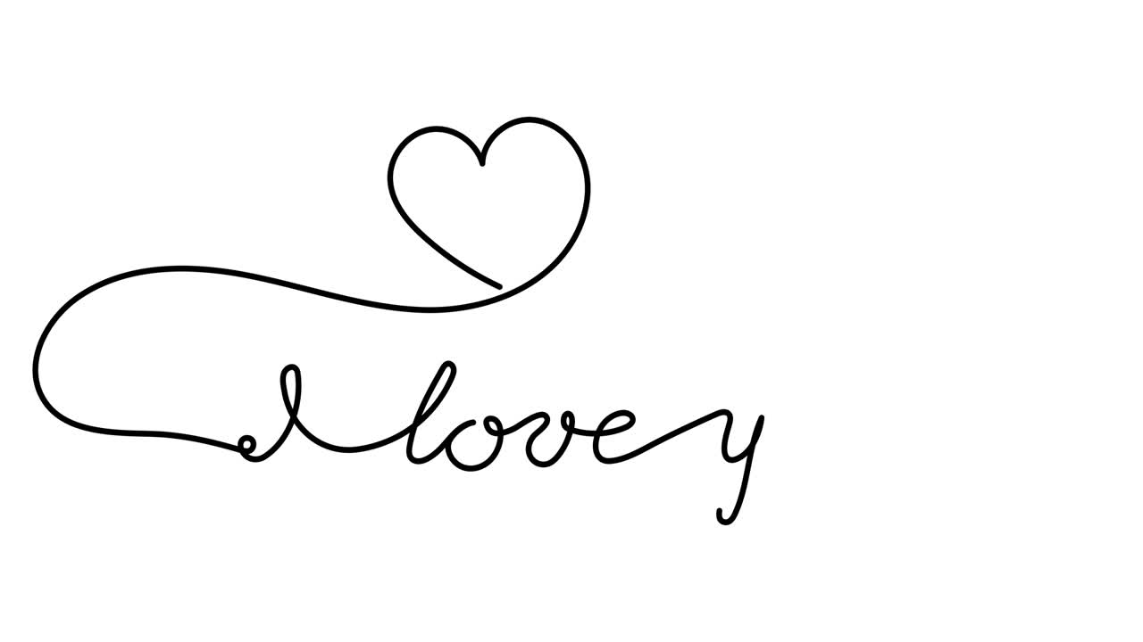 ilustración animada. escriptura continua de una línea texto cursivo te quiero. estilo minimalista dibujado a mano. video 4k