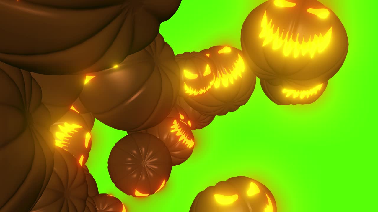 Animated Jack-o'-lanterns on Green Screen