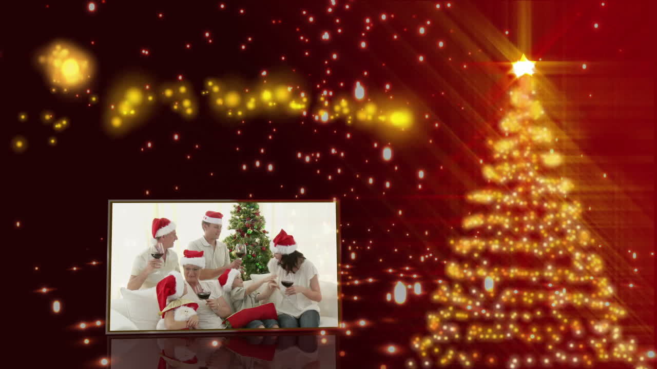 árbol de navidad y animación de la familia
