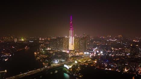 expansive aerial view of the landmark 81 skyscraper in ho chi minh city (saigon), vietnam