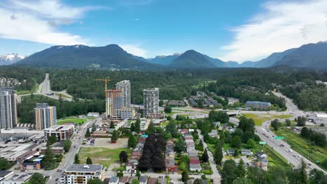 panoramic view of lynnmour settlements with townhouses and condominiums in north vancouver, british columbia, canada