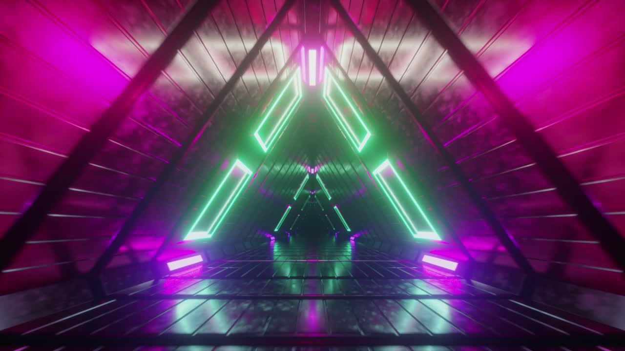 tunnel a triangolo luminoso al neon