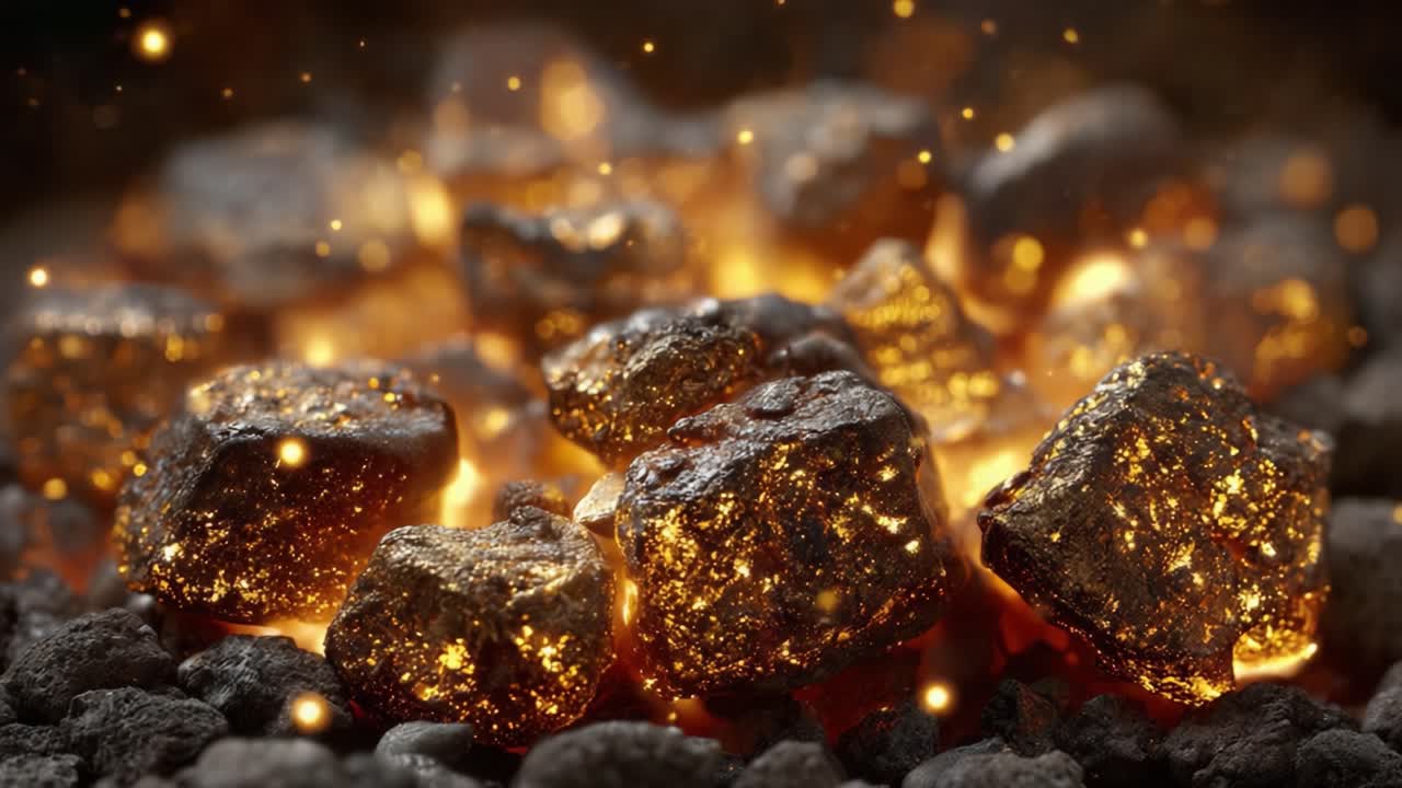 Glühende Holzkohle: Eine atemberaubende Darstellung strahlender Glut und funkelnder Asche aus einem lodernden Kamin, die die Dunkelheit mit Wärme und Energie erhellt.
