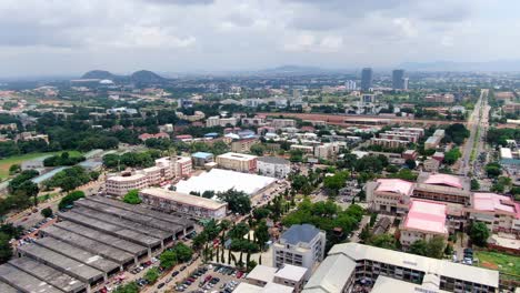 beautiful ariel view of abuja city, industry buildings