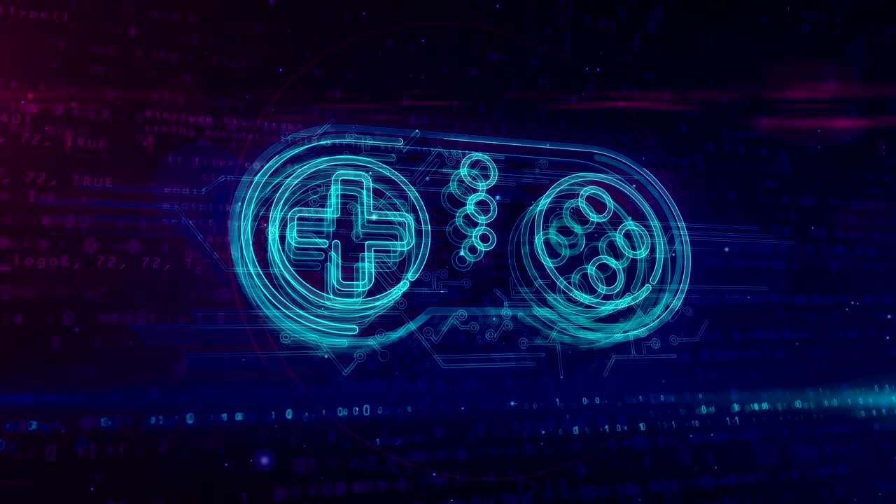 el concepto de bucle holográfico del controlador del gamepad